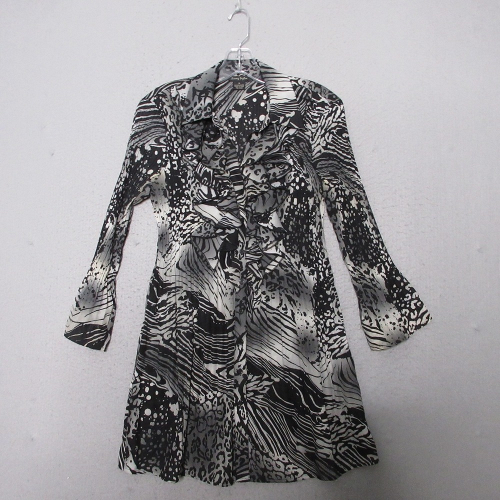 Vintage Y2K Sunny Taylor Top Tunic Ruffle Animal Pleated Y2K Boho Whimsigoth